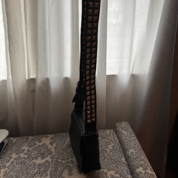 One Teaspoon black leather bag with studded cross body strap - Picture 11 of 12